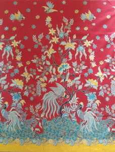 Batik Fabric - Auspicious Red with Phoenix