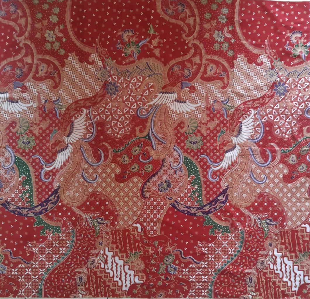 Batik Fabric - Phoenix with modern multi-pattern combination